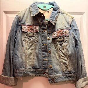 Cache Light Blue Embroidered Jean Jacket